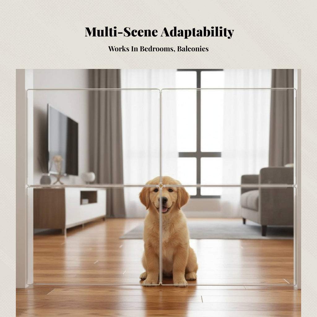 6-panel clear resin indoor pet barrier