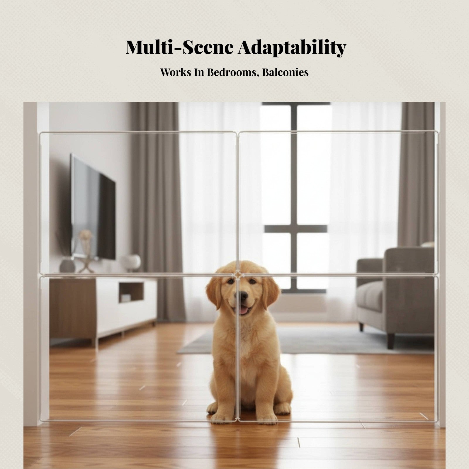 6-panel clear resin indoor pet barrier