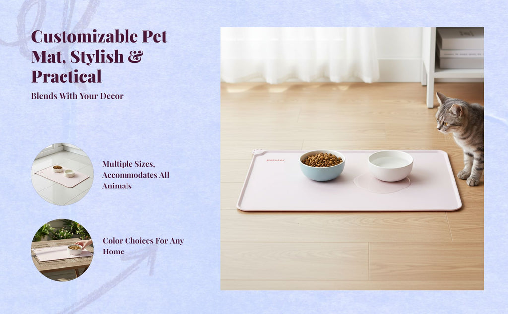 Pet Feeding Mat, Silicone Waterproof Non-Slip Pet Bowl Mat, wellnessConscious, Raised edge, Easy to Clean, Protects Floors, for felines and Dogs