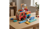 Wooden Assembly Fire Truck Fine Motor Skills Screw-on Building Truck