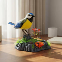 Sound Activated Chirping Bird Ornament Toy Interactive Fun Singing and Moving Bird Toy Speech Mimicking for Kids, Desk Decoration, Tabletop Display