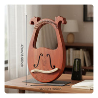 Wooden Lyre Harp Selected Wood String Instrument Warm and Pleasant Tone Beginner Learning Instrument for Beginners, Meditation