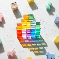 20 Pieces Translucent Colorful Cubes Early Learning Acrylic Building Blocks Smooth Edges Translucent Building Blocks for Preschool, Classroom
