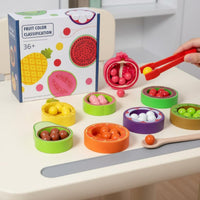 Fruit Bead Matching Toy Wooden Peg Board Bead Game Rounded Edges