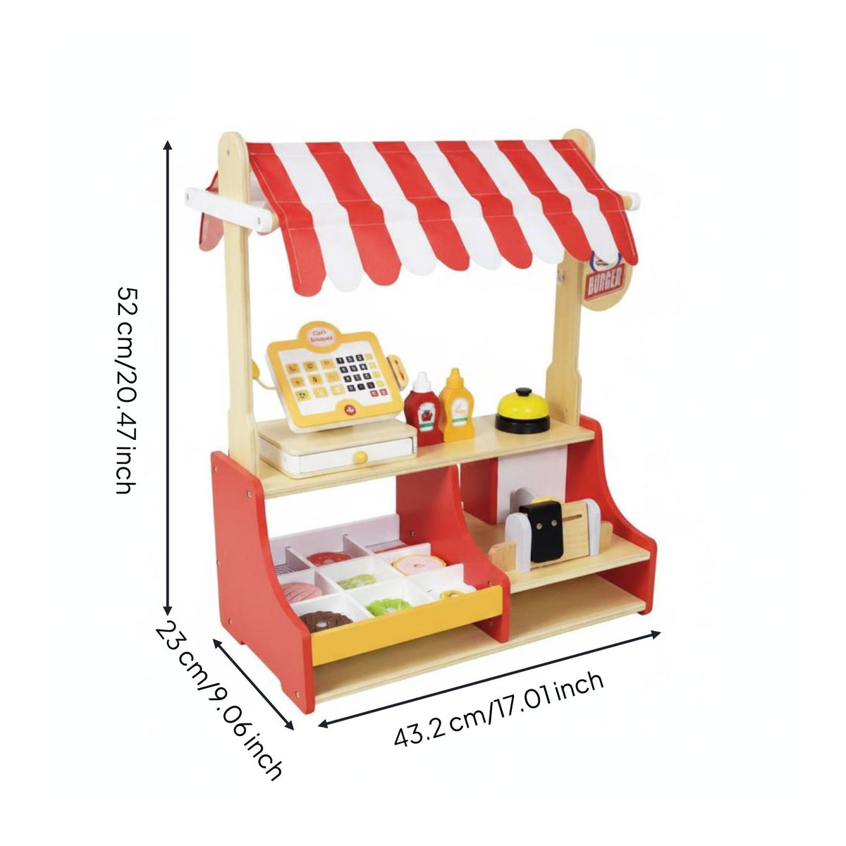 Sandwich Stall Toy Educational Wooden Burger Stand Interactive Play Restaurant Counter for Kids