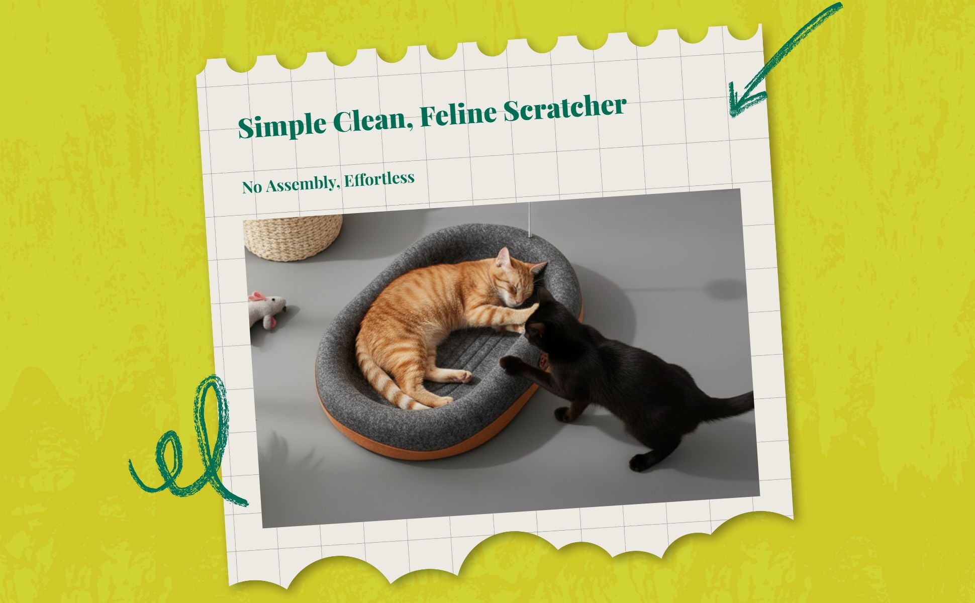 Cat Scratcher Bed, Corrugated Cardboard, 2-in-1 Lounge & Pad