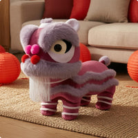 Lion Dance Stool Padded Cushioned Textile Lion Stool Rounded Head Kids Furniture for Children