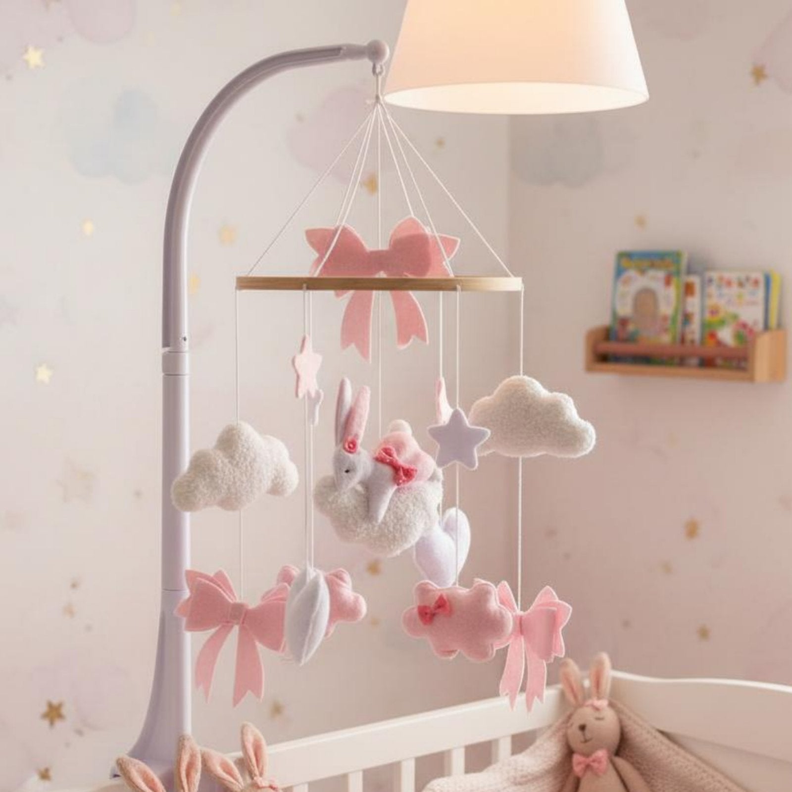 Rose Textile Crib Mobile Soothing Bells Nordic Baby Mobile for Infants