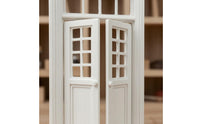 1:12 Scale Dollhouse Door Decorative Two Panel Transom Door Openable Transom Window Model