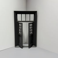 1:12 Scale Dollhouse Door Decorative Two Panel Transom Door Openable Transom Window Model