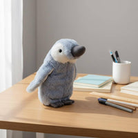 Velvety Penguin Writing Utensil Case Large Capacity Cartoon Creature Pen Bag