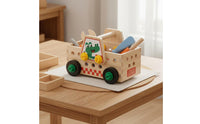Wooden Truck Tool Set Built-in Storage Wooden Tool Truck Toy Colorful Pieces Pretend Repair for Kindergarten