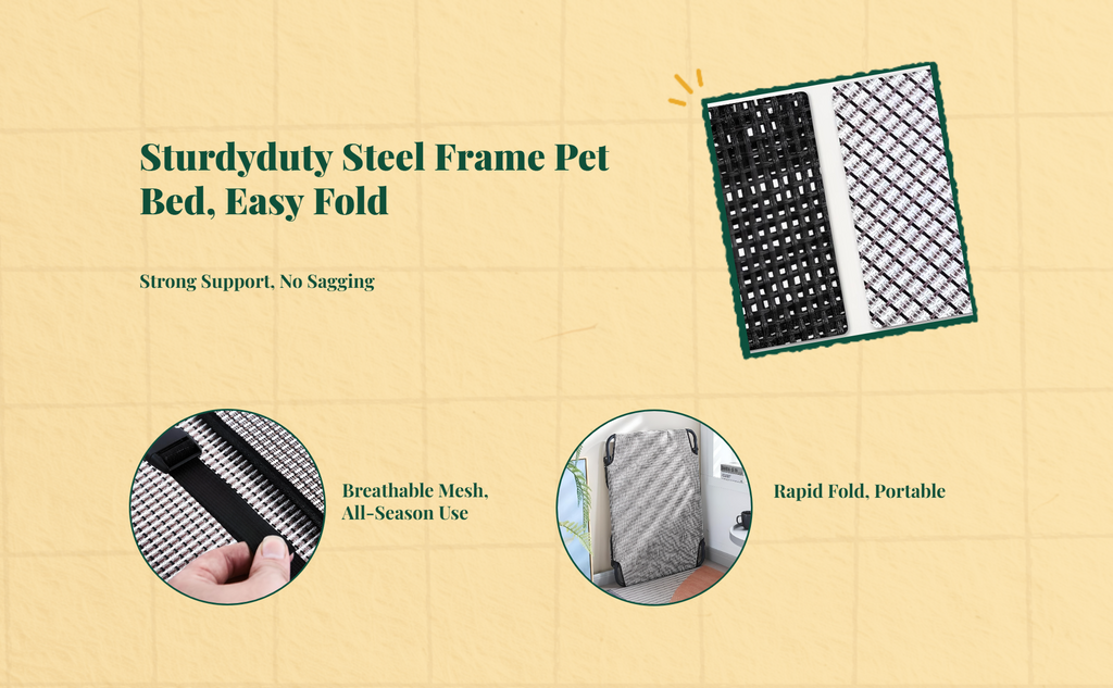 Elevated Dog Bed, Foldable Pet Cot, Removable Cover, Cooling