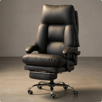 Reclining Office Chair Rolling Casters Chair with Footrest Metal Base Seating Furniture for Enthusiasts
