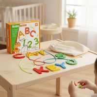Number and Letter Threading Toy Early Learning ABC Lacing Blocks