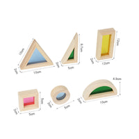 24 Pieces Wooden Blocks Multicolor Translucent Building Blocks Open-Ended Play
