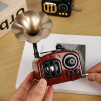 Vintage Gramophone Music Box Nostalgic Charm Retro Vinyl Disc Player Ornament
