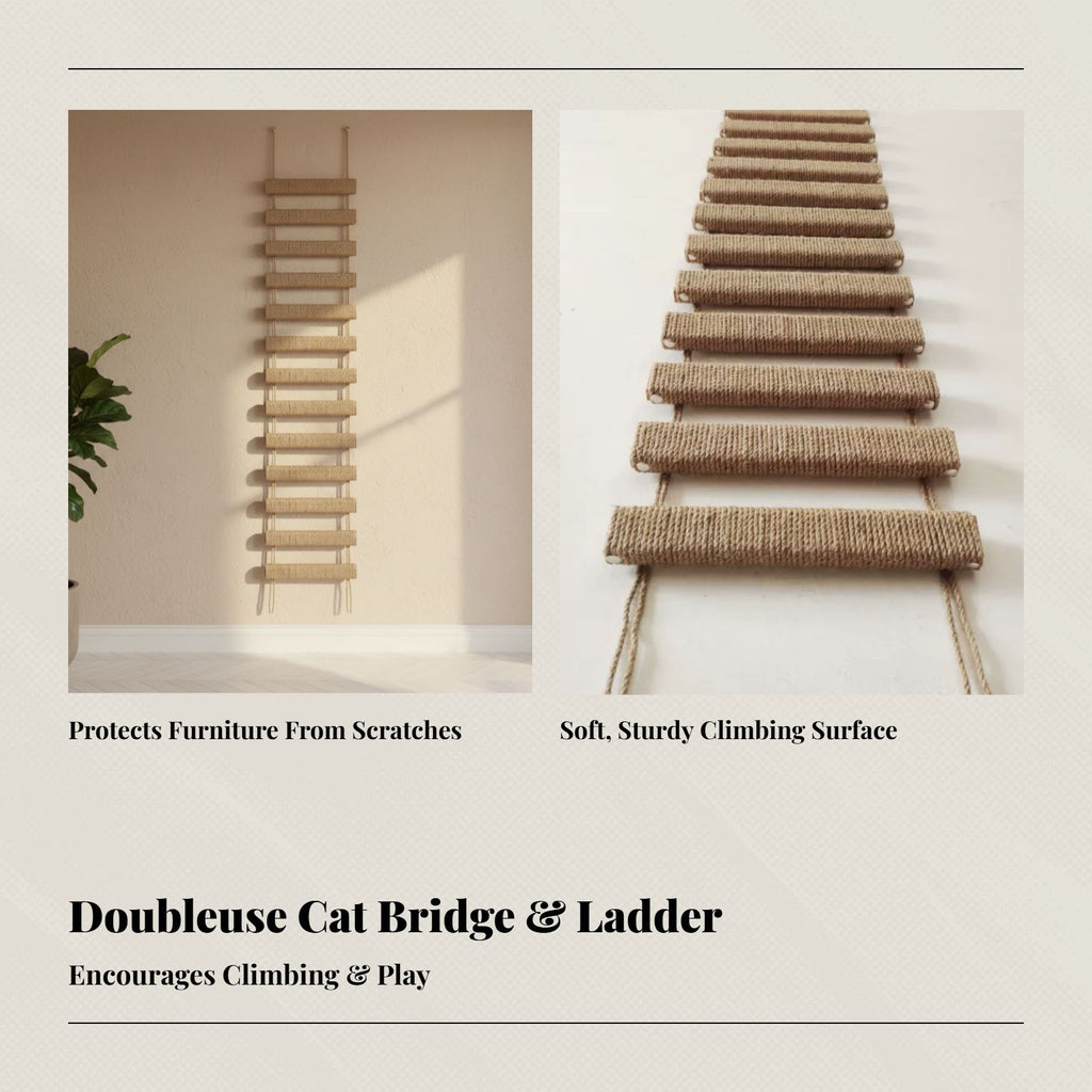 Cat Climbing Rope Ladder, Bridge Ladder, Multi-Use Hanging Scratcher for Cat Enclosure or Wardrobe