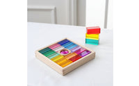 Rainbow Acrylic Blocks Translucent Wooden Stacking Toy Sensory Play