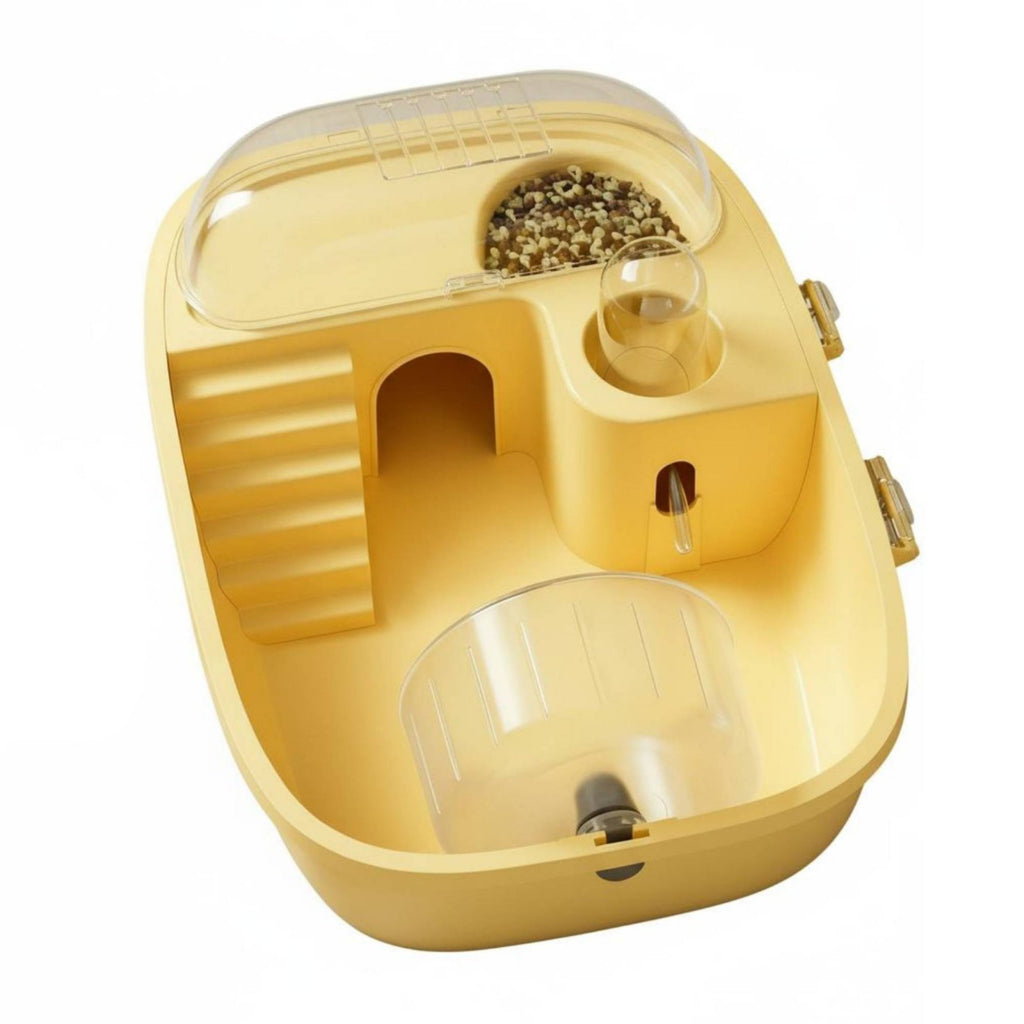Hamster House with Accessories Easy to Clean Portable Hamster Cage Ventilated Transparent Small Animal Carrier for Beginners, Kids