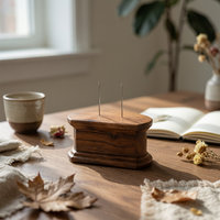 Wooden Risers Figurine Display Stand Handcrafted Look Walnut Wood Display Stage for Collection Shelf
