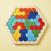 Interlocking Hexagon Puzzle Flat Hexagonal Wooden Puzzle Blister Pack