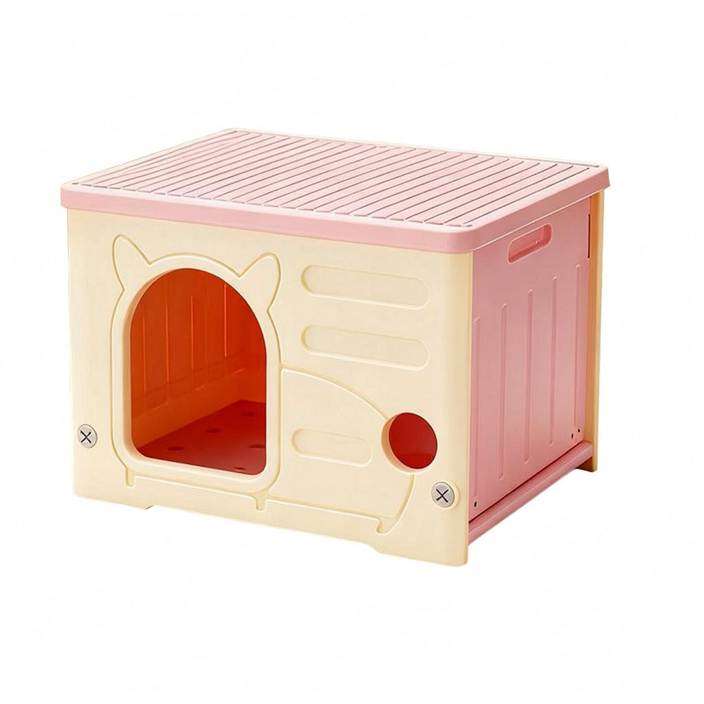 Plastic Pet House Ribbed Roof Raised Pet House High Sidewall