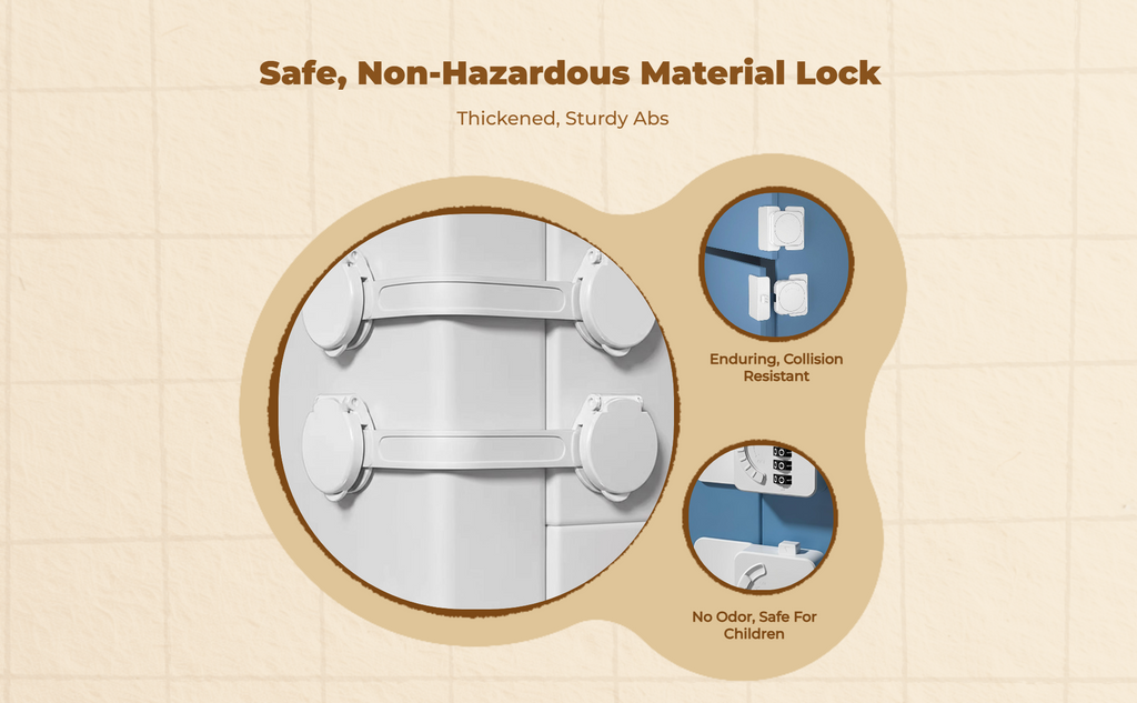 Kid Protection Cabinet Lock, Adjustable Drawer Latch, no tools needed, Infant Proofing for Fridge & Cupboard