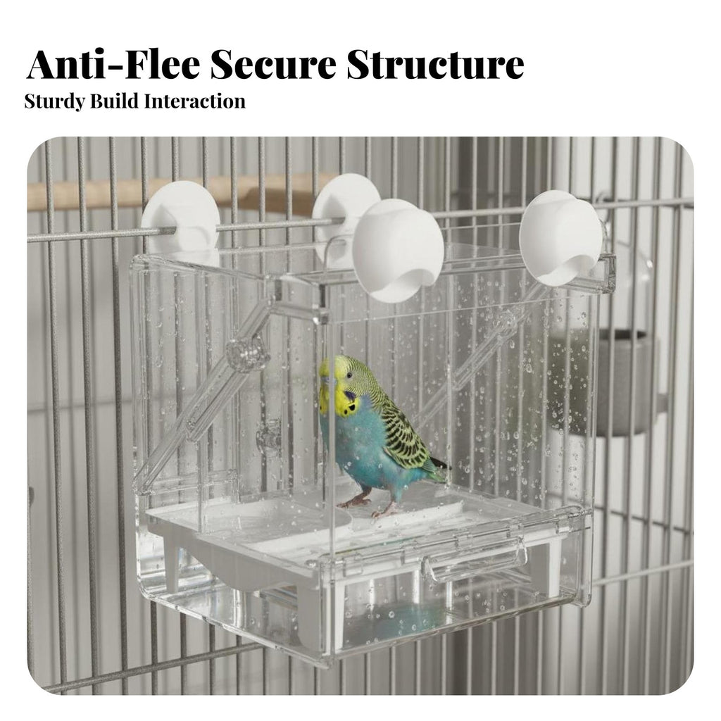 Multi-Functional Bird Feeder Bath Anti-Splash Parrot Shower Box Multipurpose Use