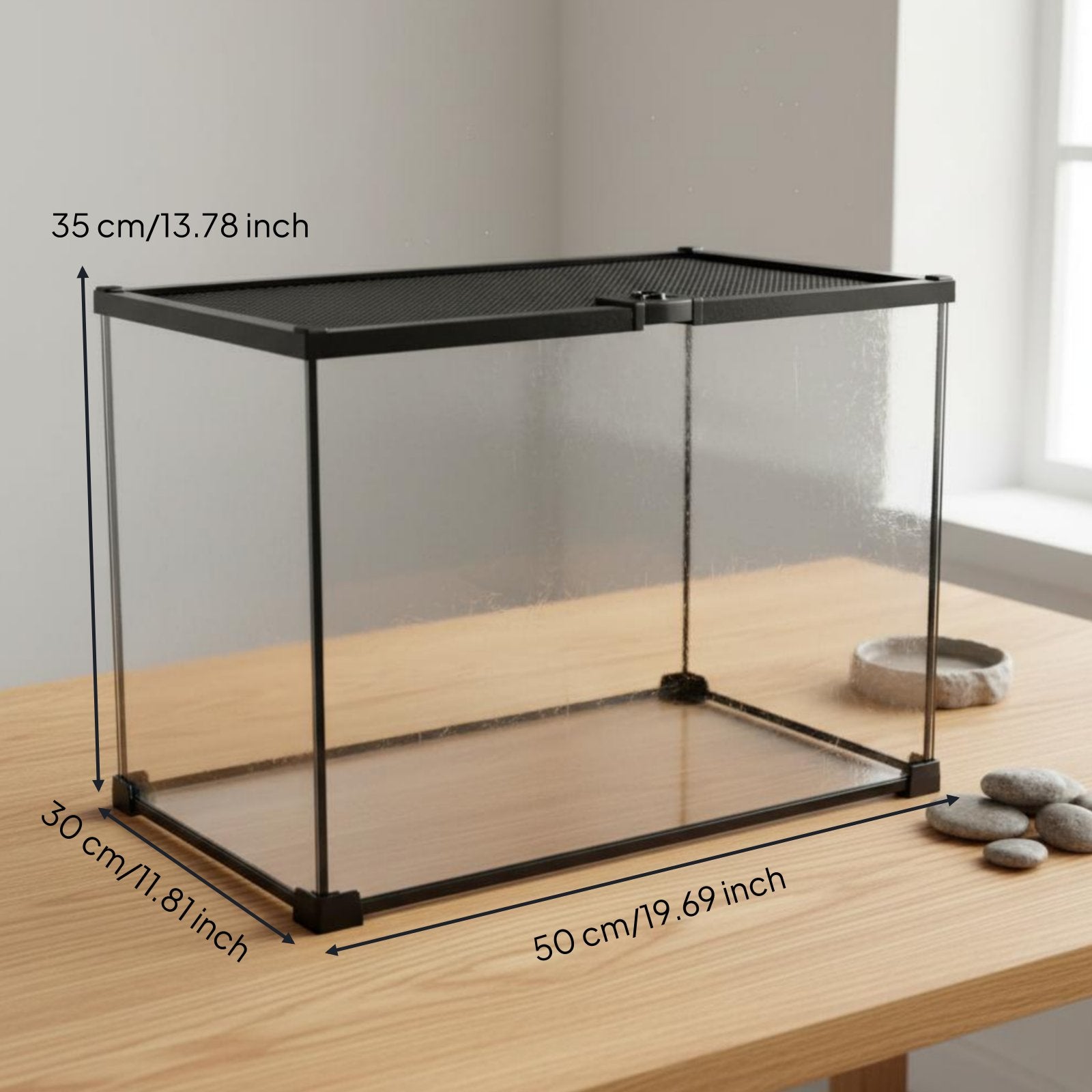 Glass Reptile Terrarium Top Ventilation Transparent Reptile Enclosure Portable Full View Amphibian Tank for Hobbyists