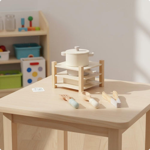 Wooden Pot and Pan Set Educational Toy Cookware Set Role Play Pretend Kitchen Cookware for Children, Kids, Preschool