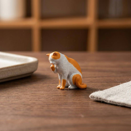 1:64 Feline Model Collectible Home Decor Hand-Painted for Miniature Scene