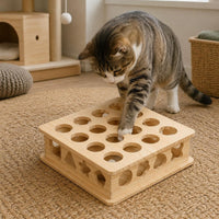 Whack a Rodent Feline Toy Solid Wood Interactive Feline Scratcher Toy for Indoor