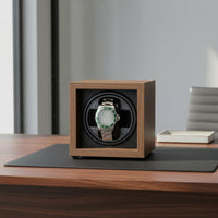 Walnut Wood Watch Winder Two-Way Rotation Automatic Watch Winder Timepiece Storage 5 Speed Settings Universal Serial Bus Powered