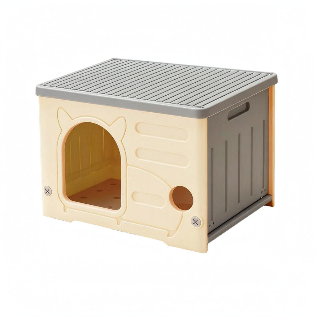 Plastic Pet House Ribbed Roof Raised Pet House High Sidewall