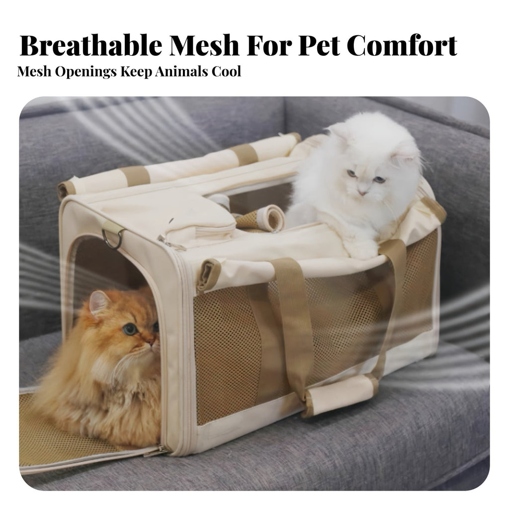 Soft-Sided Pet Tote Large Capacity Mesh Travel Bag for Pets Spacious Interior