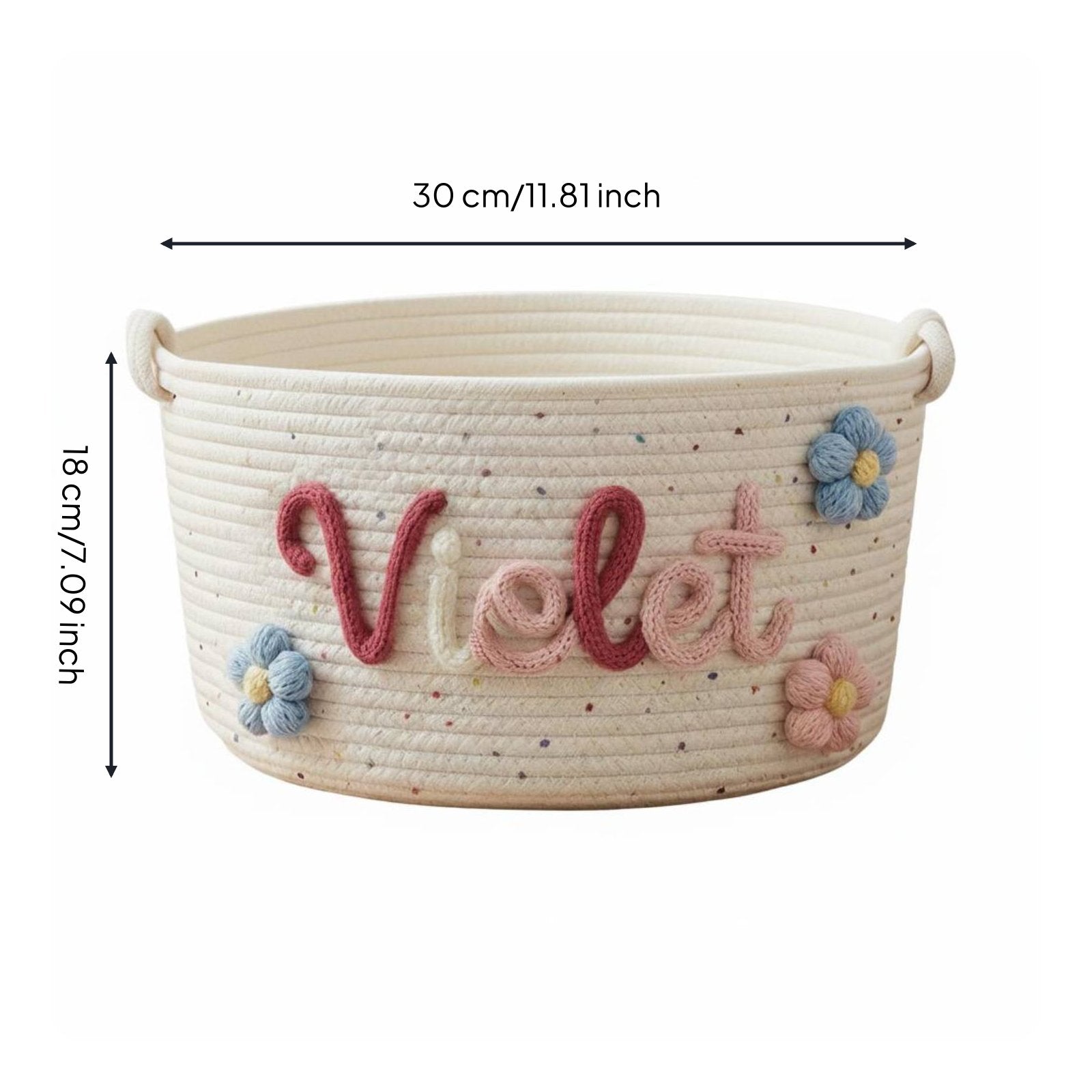 Embroidered Name Nursery Basket Multi-Functional Baby Diaper Organizer Knot