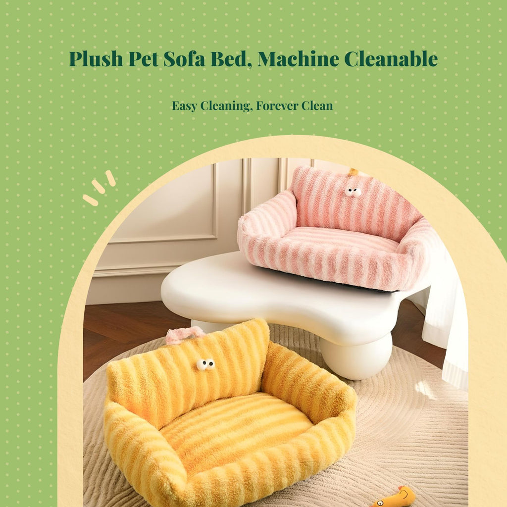 Washable plush cat or dog bed, warm indoor sofa mat for pets