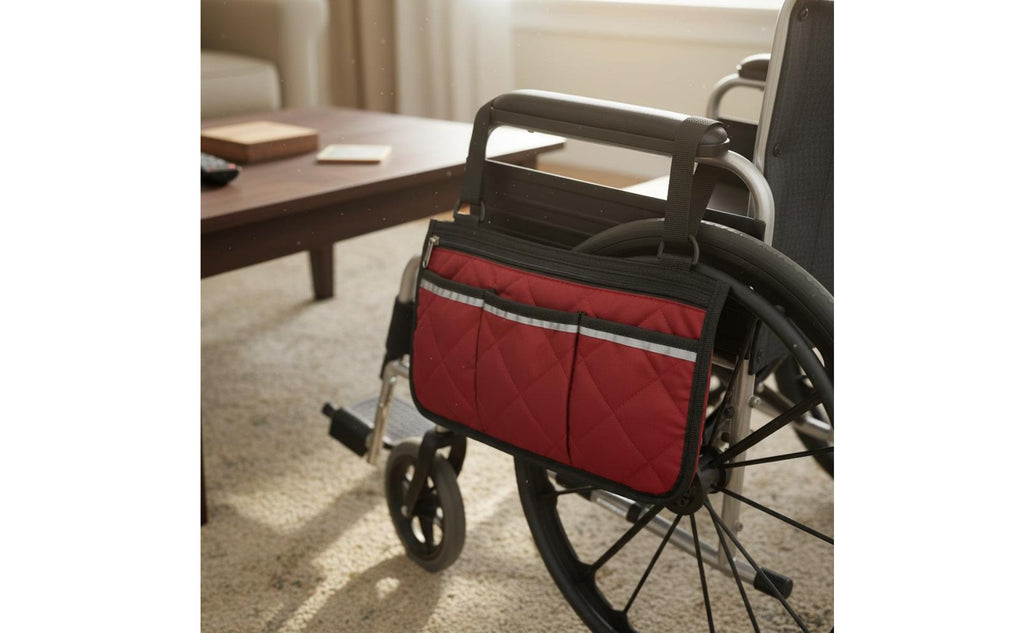 Wheelchair Side Pouch Adjustable Straps Stroller Side Organizer for Seniors