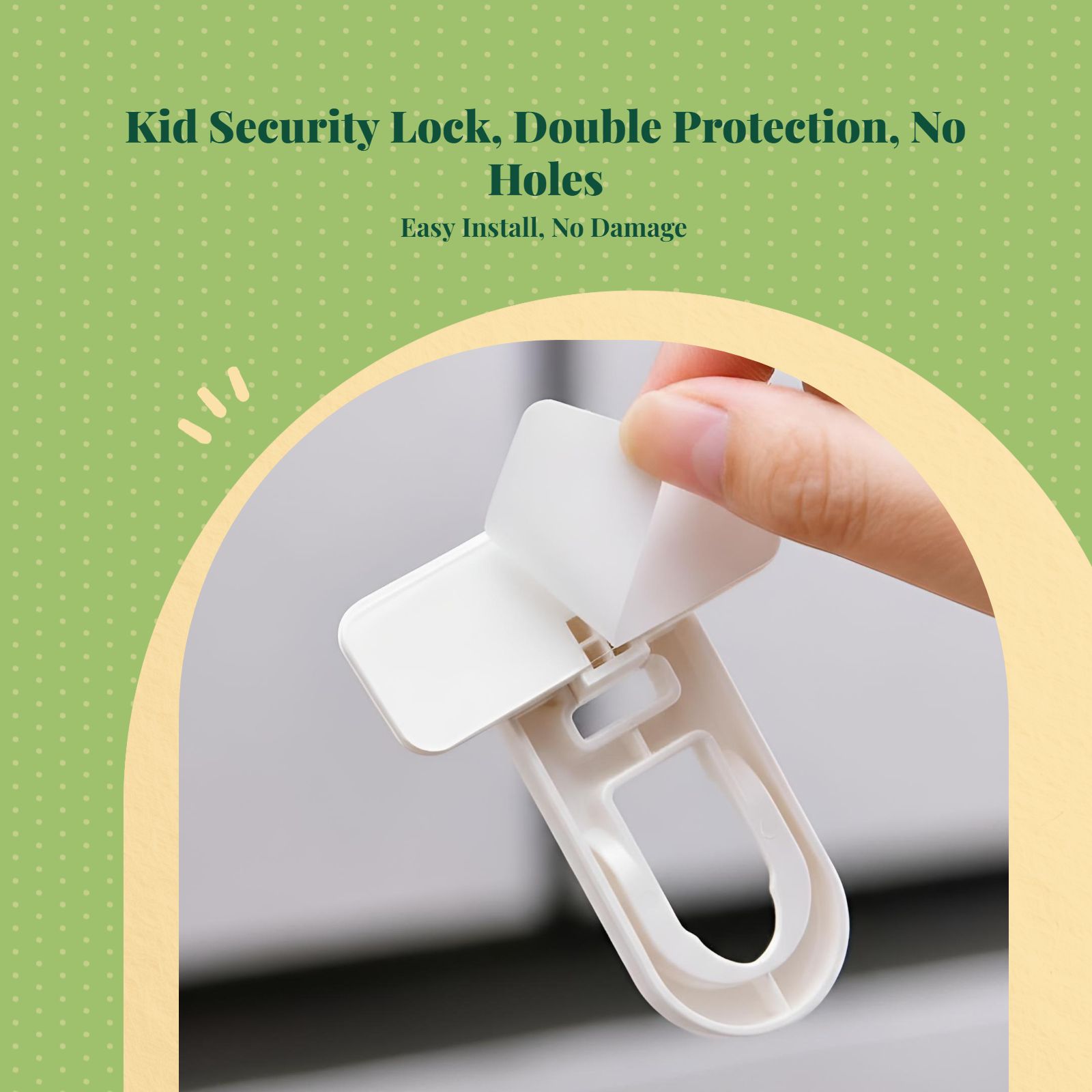 Infant Security Lock, Infant protected Cabinet Latch, Easy Installation, Drawer, Refrigerator, Door, Alabaster