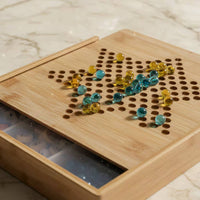 Bamboo Game Board with Storage Large Size Wooden Board Game Collection for Family, Kids, Home Entertainment