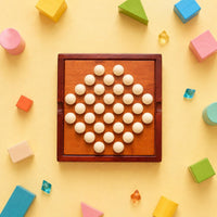 Peg Single-Player Peg Brain Teaser Raised Border Wooden Single-Player Peg Brain