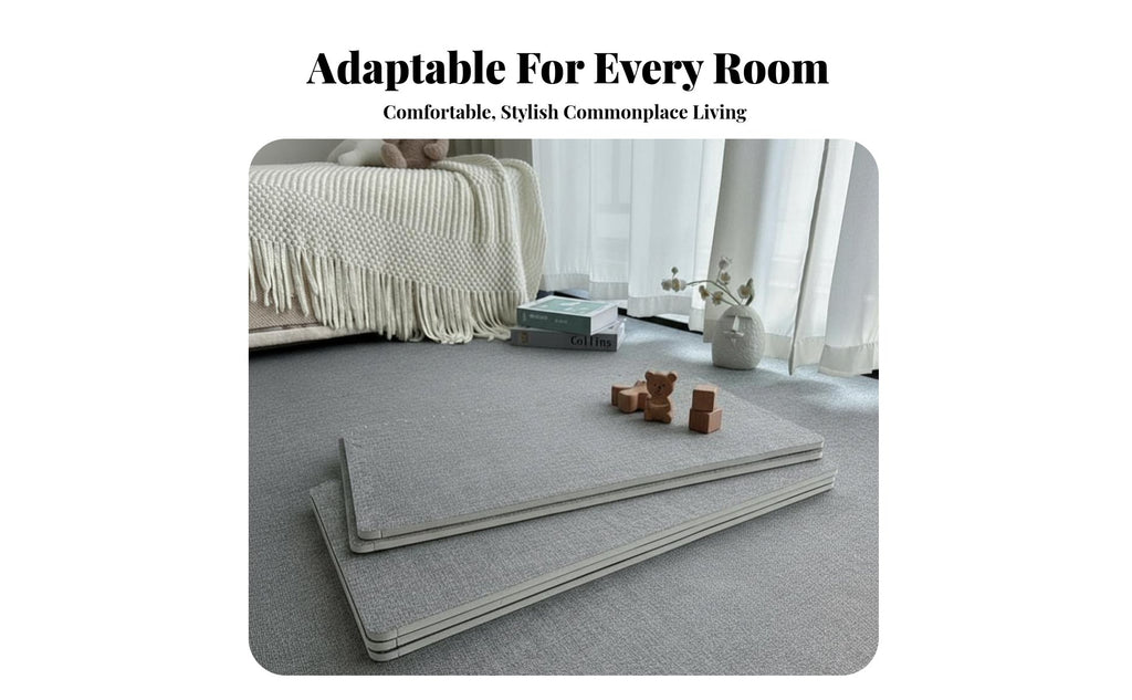 Formaldehydesafe connectable Crawling Mat Thickened Foam Tiles Cuttable Nursery Flooring Cream design for Children, Toddlers, Bedroom, Play Area, Playroom, Living Room