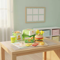 Hamburger Fries Play Set Fine Movement Skills Wooden Burger Toy Safe And
