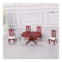 1:12 Dollhouse Table and Chairs Realistic Wooden Dollhouse Dining Room Set 1:12 Scale Dining desk