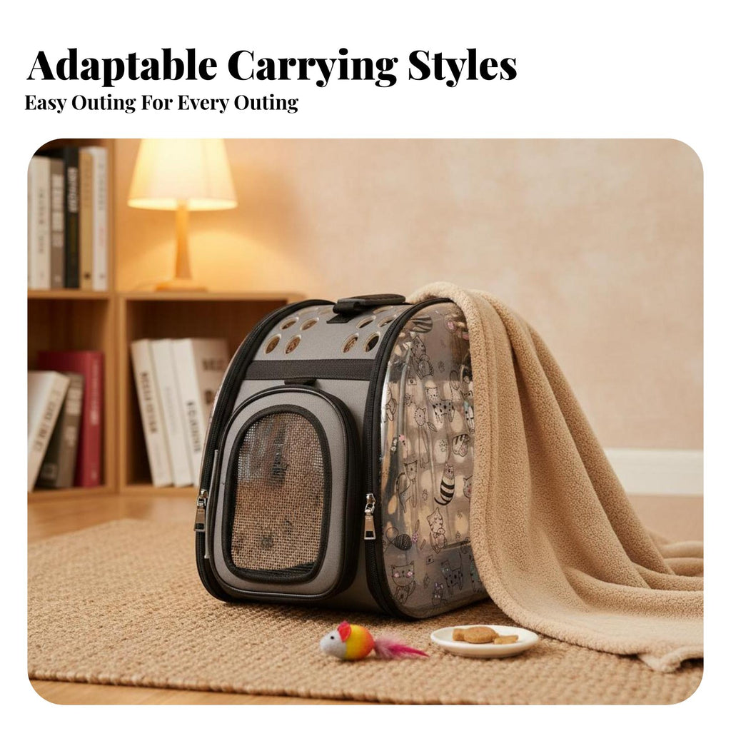 Soft-Sided feline Tote Opaque Design Mesh Pet Tote Inner Safety Leash carrier Rides