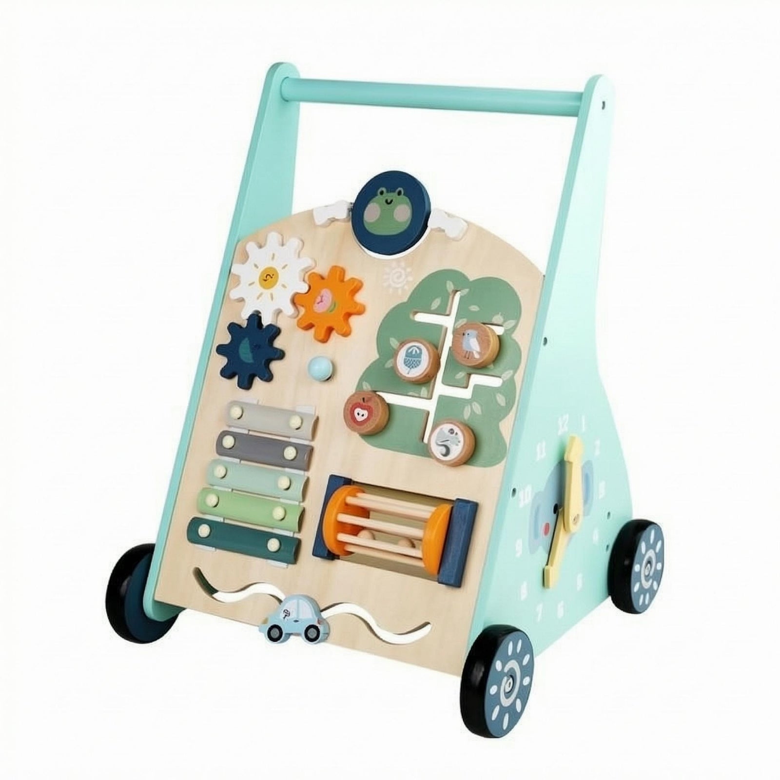 Wooden Baby Push Stroller Multi-Function Toddler Push Toy Smooth Edges