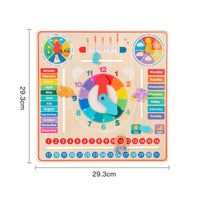 Educational Calendar Clock Board Multicolor for Preschoolers, Kids