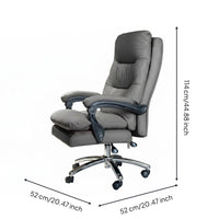 PU Leather Executives Chair Gray High Back Office Chair Upholstered for Study Room