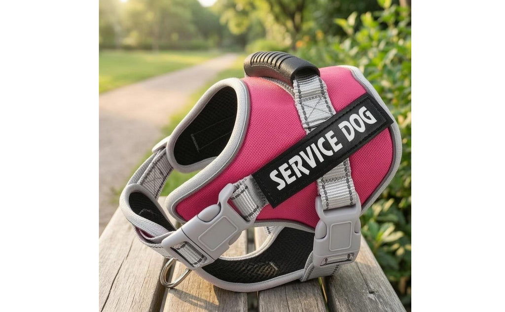 Quick-Release Buckles Service Dog Harness Metal Leash Rings Padded Mesh Harness Top Handle Service Dog Vest Adjustable for Low Light